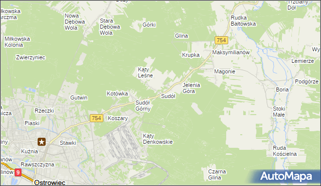 mapa Sudół gmina Bodzechów, Sudół gmina Bodzechów na mapie Targeo