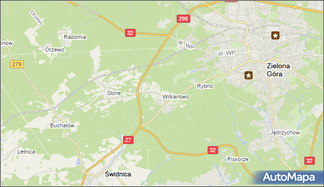 mapa Wilkanowo gmina Świdnica, Wilkanowo gmina Świdnica na mapie Targeo