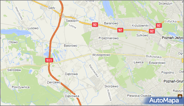 mapa Wysogotowo, Wysogotowo na mapie Targeo