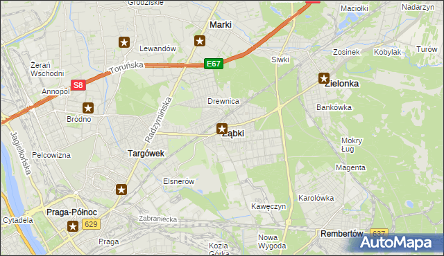 mapa Ząbki powiat wołomiński, Ząbki powiat wołomiński na mapie Targeo