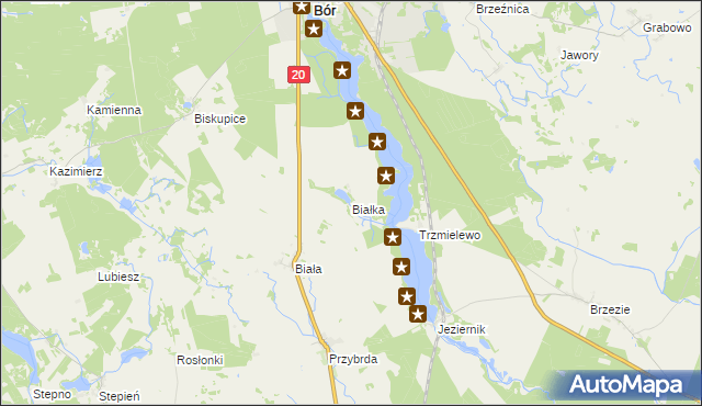 mapa Białka gmina Biały Bór, Białka gmina Biały Bór na mapie Targeo