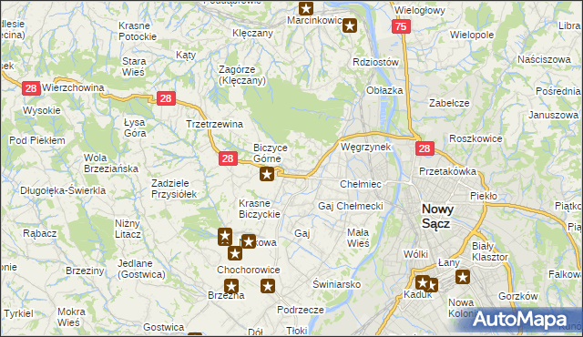 mapa Biczyce Dolne, Biczyce Dolne na mapie Targeo