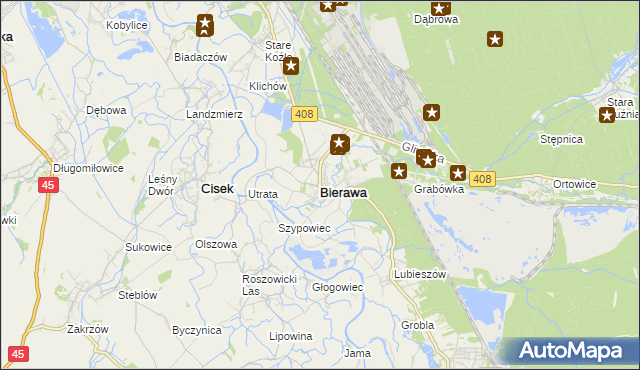 mapa Bierawa, Bierawa na mapie Targeo