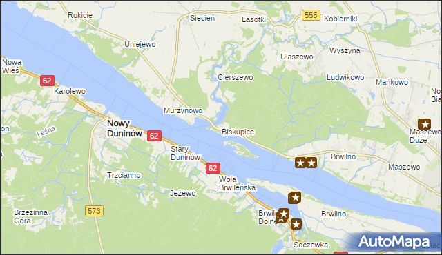 mapa Biskupice gmina Brudzeń Duży, Biskupice gmina Brudzeń Duży na mapie Targeo