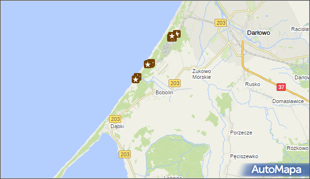 mapa Bobolin gmina Darłowo, Bobolin gmina Darłowo na mapie Targeo