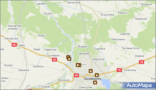 mapa Bógdał, Bógdał na mapie Targeo