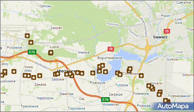 mapa Boguchwałowice, Boguchwałowice na mapie Targeo