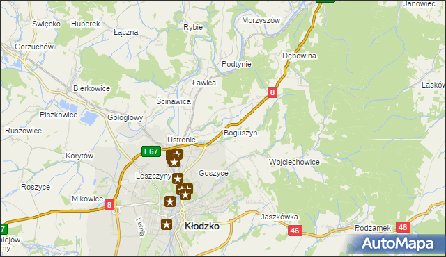 mapa Boguszyn gmina Kłodzko, Boguszyn gmina Kłodzko na mapie Targeo