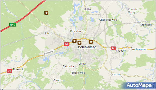 mapa Bolesławca, Bolesławiec na mapie Targeo