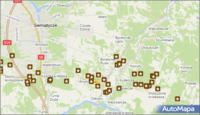 mapa Boratyniec Ruski, Boratyniec Ruski na mapie Targeo