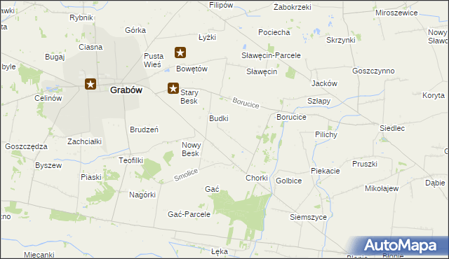 mapa Borów gmina Grabów, Borów gmina Grabów na mapie Targeo