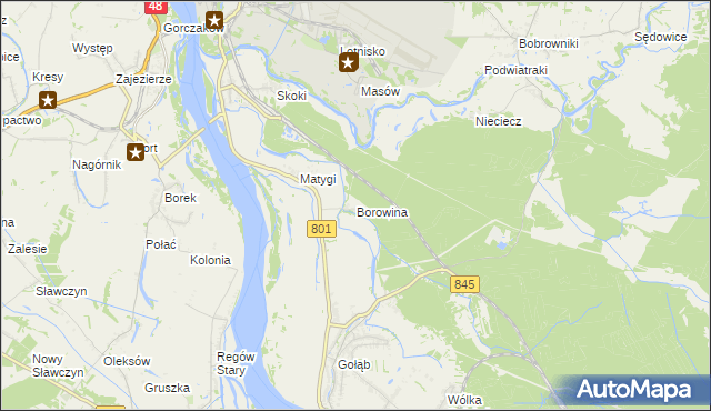 mapa Borowina gmina Puławy, Borowina gmina Puławy na mapie Targeo