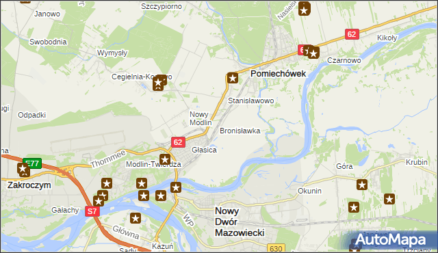 mapa Bronisławka gmina Pomiechówek, Bronisławka gmina Pomiechówek na mapie Targeo