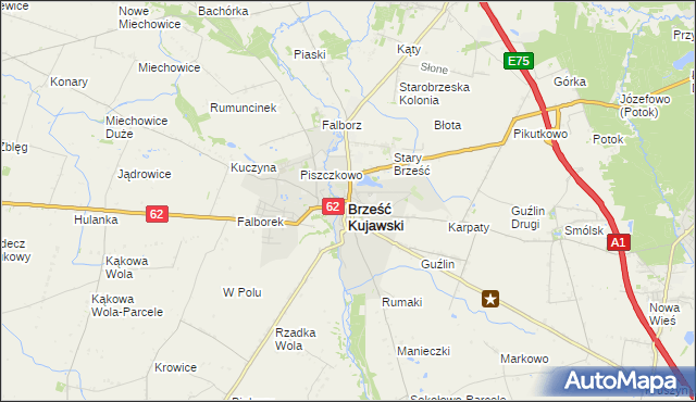 mapa Brześć Kujawski, Brześć Kujawski na mapie Targeo