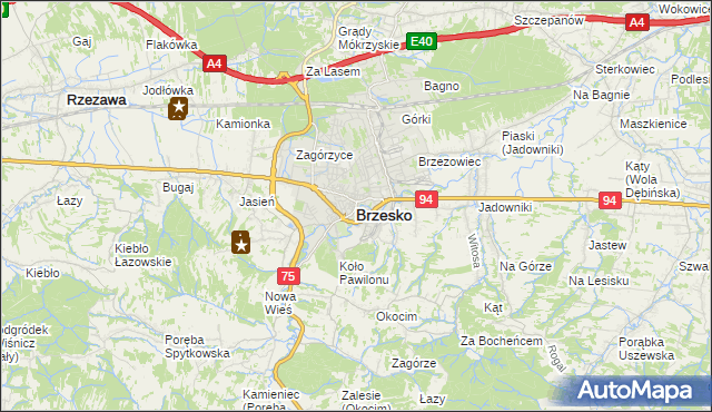 mapa Brzesko, Brzesko na mapie Targeo