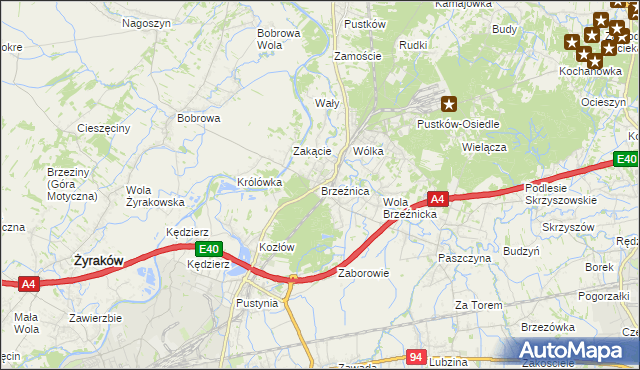 mapa Brzeźnica gmina Dębica, Brzeźnica gmina Dębica na mapie Targeo