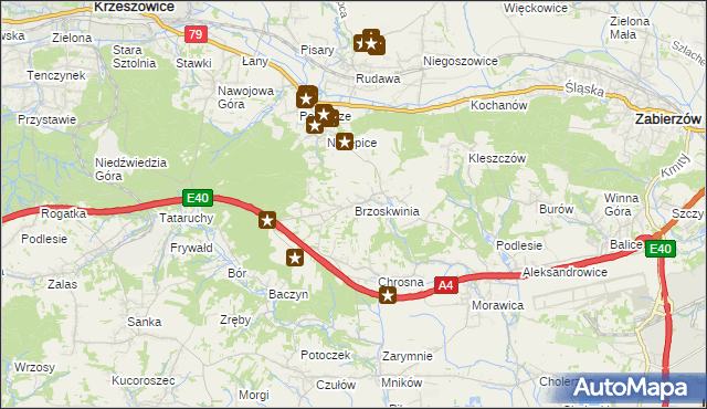mapa Brzoskwinia, Brzoskwinia na mapie Targeo