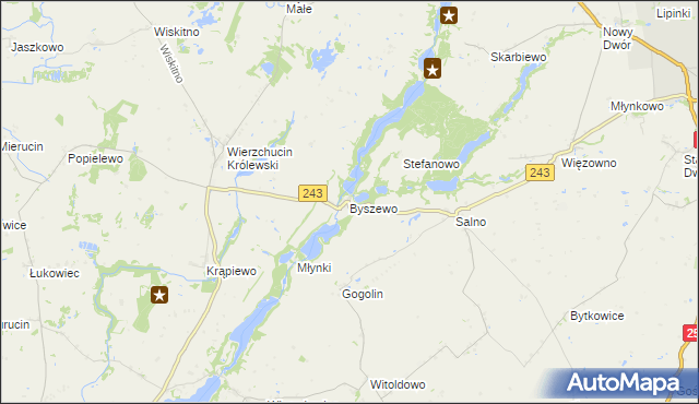 mapa Byszewo gmina Koronowo, Byszewo gmina Koronowo na mapie Targeo