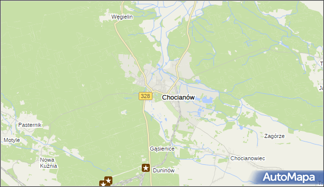 mapa Chocianów, Chocianów na mapie Targeo