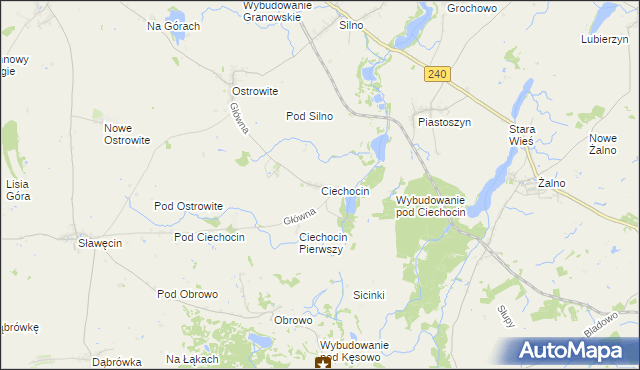 mapa Ciechocin gmina Chojnice, Ciechocin gmina Chojnice na mapie Targeo