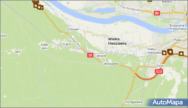 mapa Cierpice gmina Wielka Nieszawka, Cierpice gmina Wielka Nieszawka na mapie Targeo