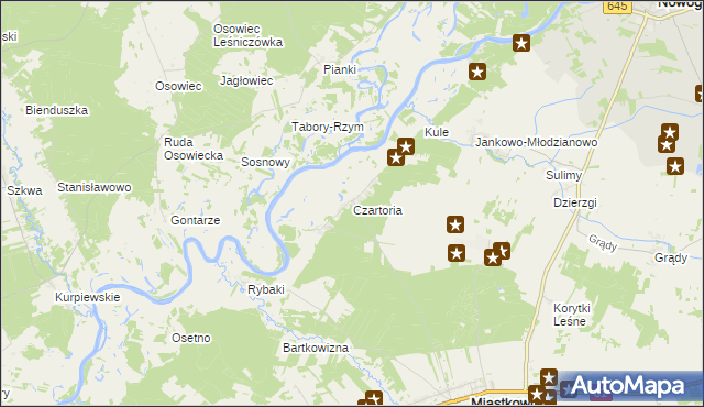 mapa Czartoria gmina Miastkowo, Czartoria gmina Miastkowo na mapie Targeo
