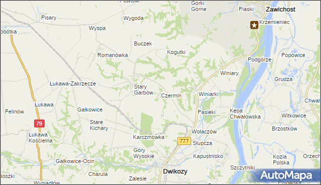 mapa Czermin gmina Dwikozy, Czermin gmina Dwikozy na mapie Targeo