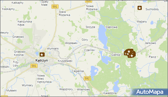 mapa Czerniki gmina Kętrzyn, Czerniki gmina Kętrzyn na mapie Targeo