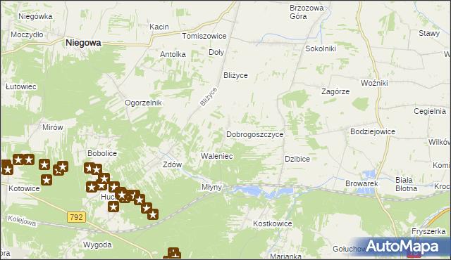 mapa Dobrogoszczyce, Dobrogoszczyce na mapie Targeo