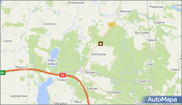 mapa Dobropole gmina Wolin, Dobropole gmina Wolin na mapie Targeo