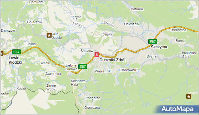 mapa Duszniki-Zdrój, Duszniki-Zdrój na mapie Targeo