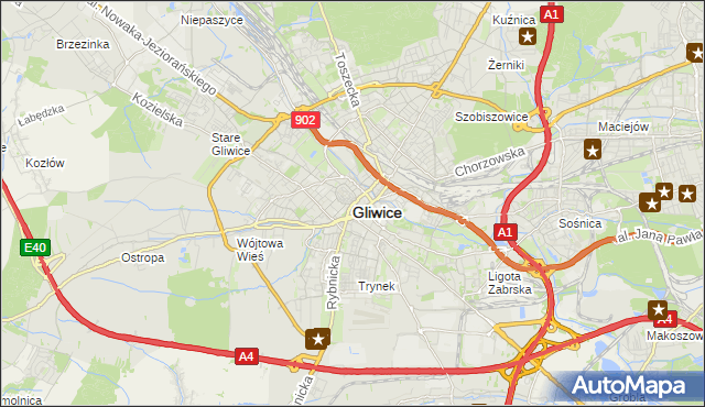 mapa Gliwic, Gliwice na mapie Targeo