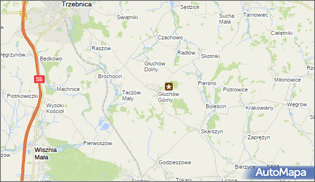 mapa Głuchów Górny, Głuchów Górny na mapie Targeo