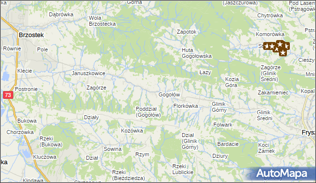 mapa Gogołów gmina Frysztak, Gogołów gmina Frysztak na mapie Targeo