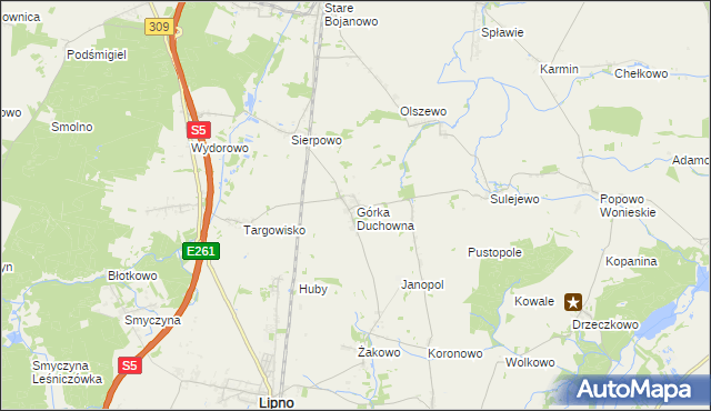 mapa Górka Duchowna, Górka Duchowna na mapie Targeo