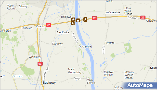 mapa Gorzędziej, Gorzędziej na mapie Targeo