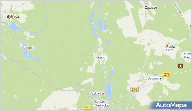 mapa Grabin gmina Bytnica, Grabin gmina Bytnica na mapie Targeo