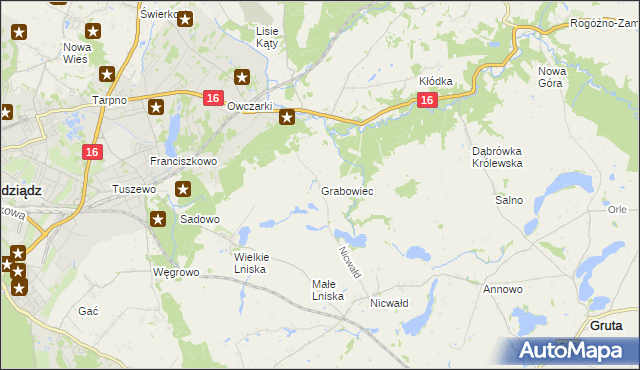 mapa Grabowiec gmina Grudziądz, Grabowiec gmina Grudziądz na mapie Targeo