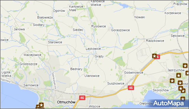 mapa Grądy gmina Otmuchów, Grądy gmina Otmuchów na mapie Targeo