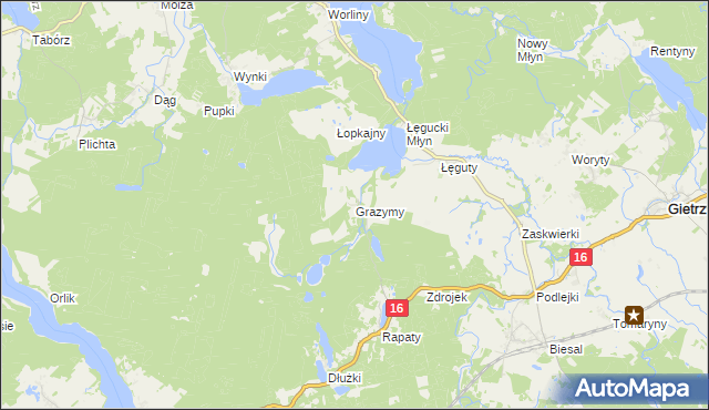 mapa Grazymy, Grazymy na mapie Targeo
