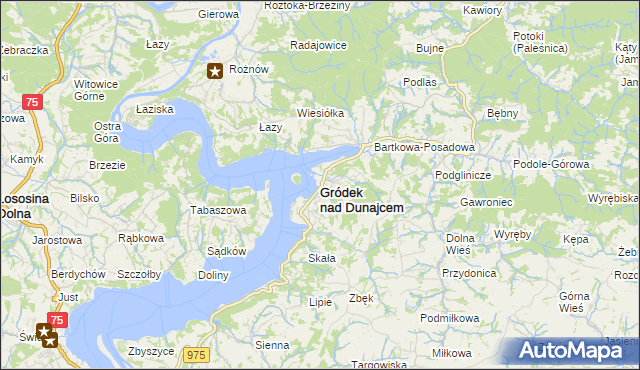 mapa Gródek nad Dunajcem, Gródek nad Dunajcem na mapie Targeo