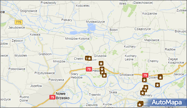 mapa Gruszów gmina Nowe Brzesko, Gruszów gmina Nowe Brzesko na mapie Targeo