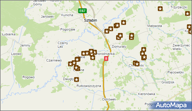 mapa Horodnianka gmina Suchowola, Horodnianka gmina Suchowola na mapie Targeo