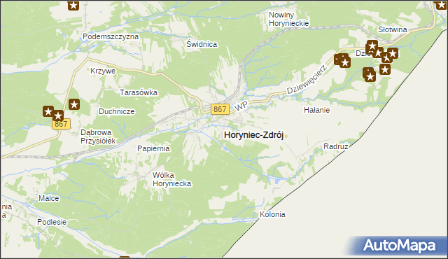 mapa Horyniec-Zdrój, Horyniec-Zdrój na mapie Targeo