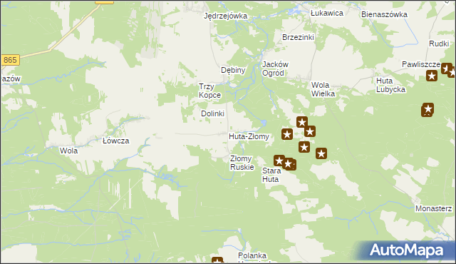 mapa Huta-Złomy, Huta-Złomy na mapie Targeo