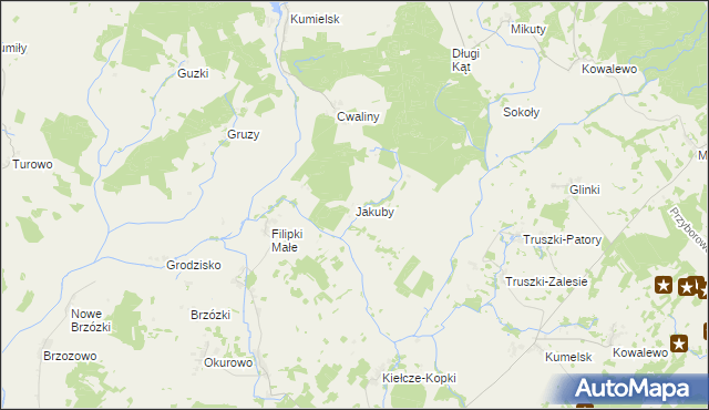 mapa Jakuby gmina Biała Piska, Jakuby gmina Biała Piska na mapie Targeo