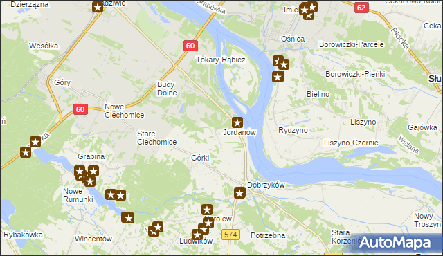 mapa Jordanów gmina Gąbin, Jordanów gmina Gąbin na mapie Targeo