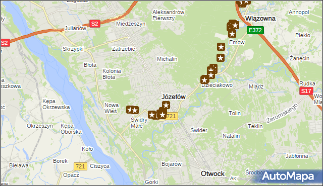 mapa Józefów powiat otwocki, Józefów powiat otwocki na mapie Targeo