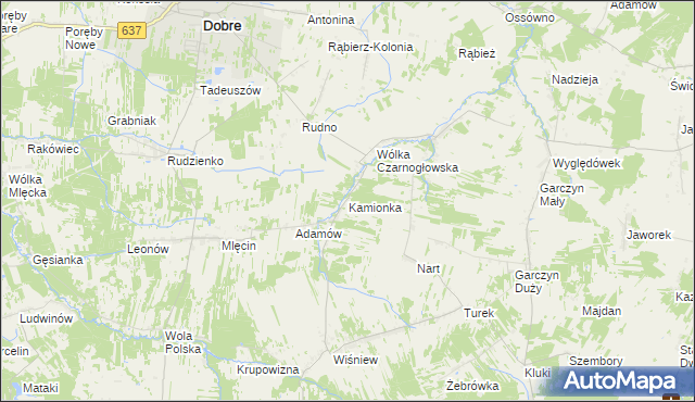 mapa Kamionka gmina Jakubów, Kamionka gmina Jakubów na mapie Targeo