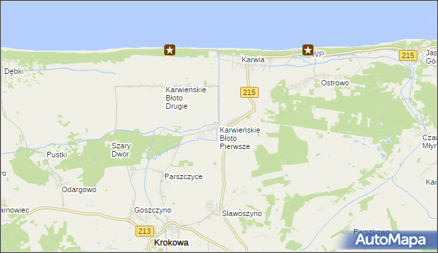 mapa Karwieńskie Błoto Pierwsze, Karwieńskie Błoto Pierwsze na mapie Targeo
